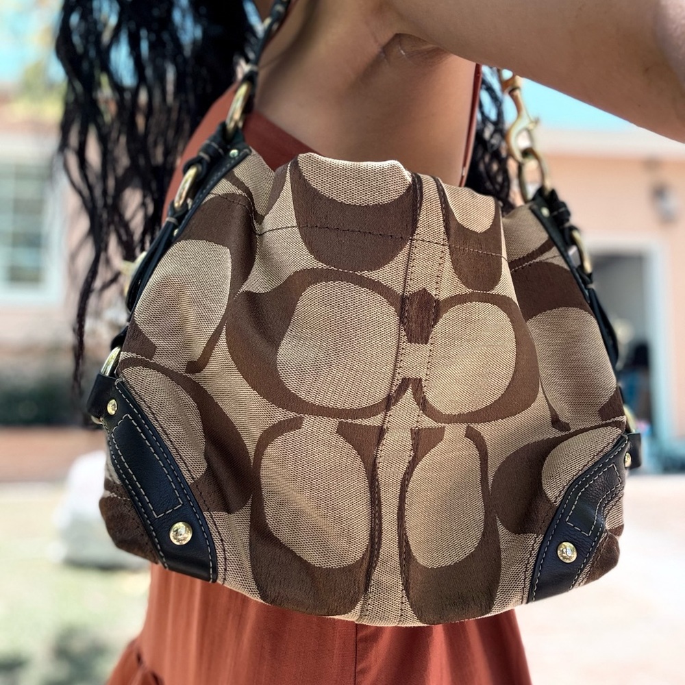 Coach Brown and Tan Shoulder Bag